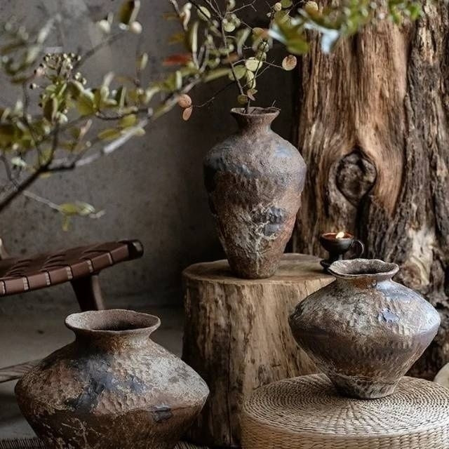 粗陶花瓶复古