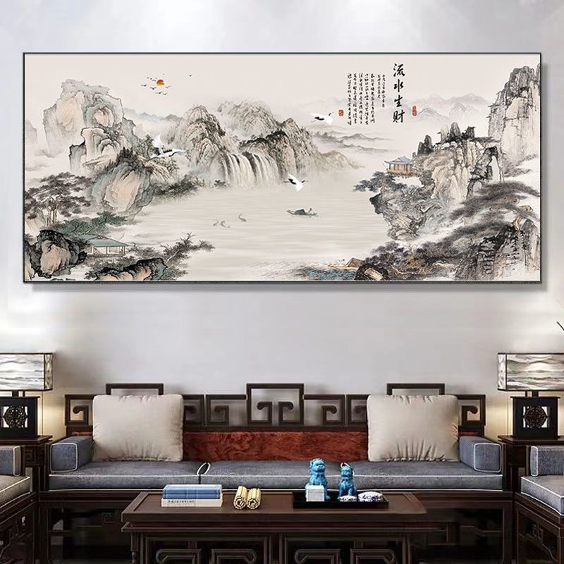 新中式客厅山水风景画装饰画