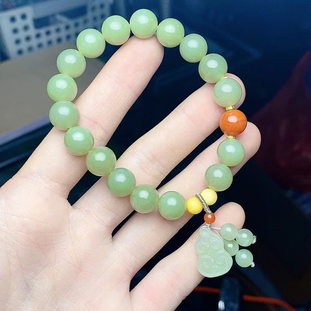 天然和田玉玉石手链葫芦10mm